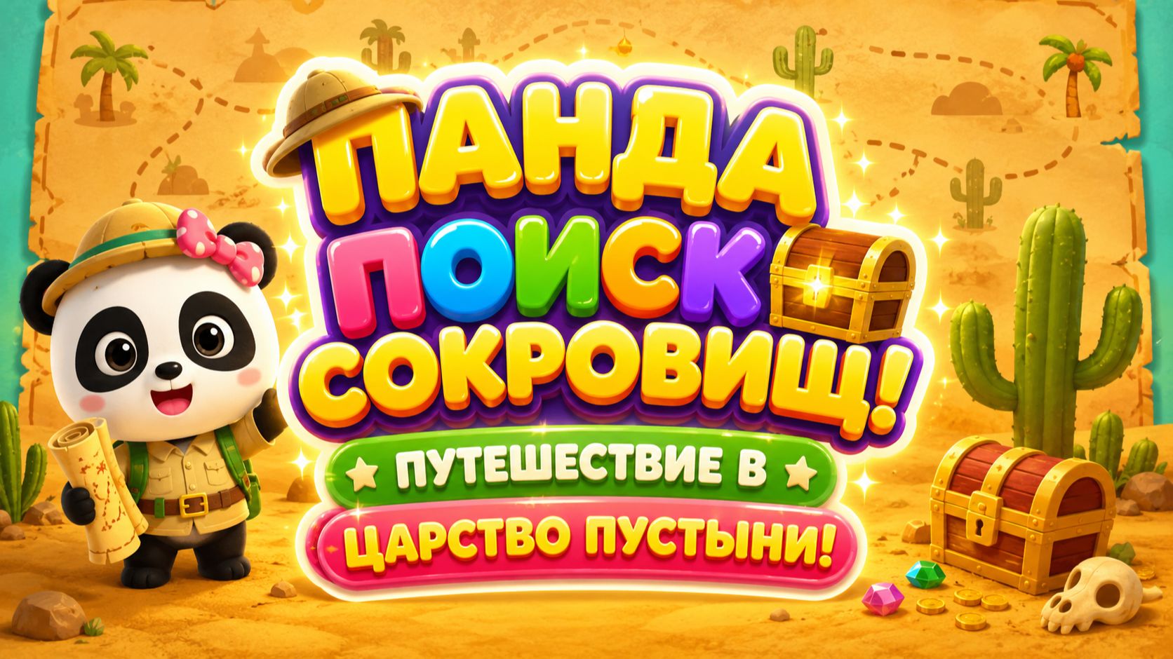 🏜️ Панда — Поиск сокровищ! 👑 Путешествие в Царство пустыни 🌵 Развивающий мультфильм для детей