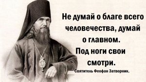 Не думай о благе человечества, думай о главном. Под ноги свои смотри. Святитель Феофан Затворник.