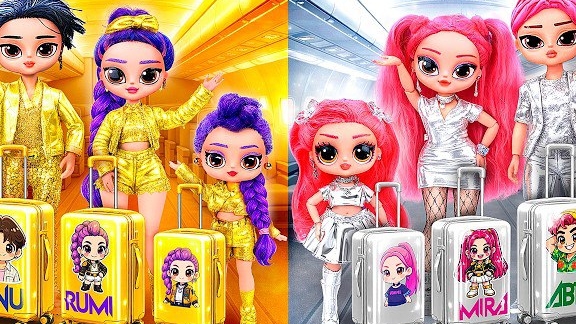 K-Pop Семья в золотом и серебряном самолёте! 10 поделок для кукол L.O.L. смотреть онлайн