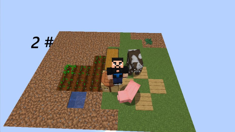 2 # Один блок Minecraft Построил загон для животных и перешел в каменый век
