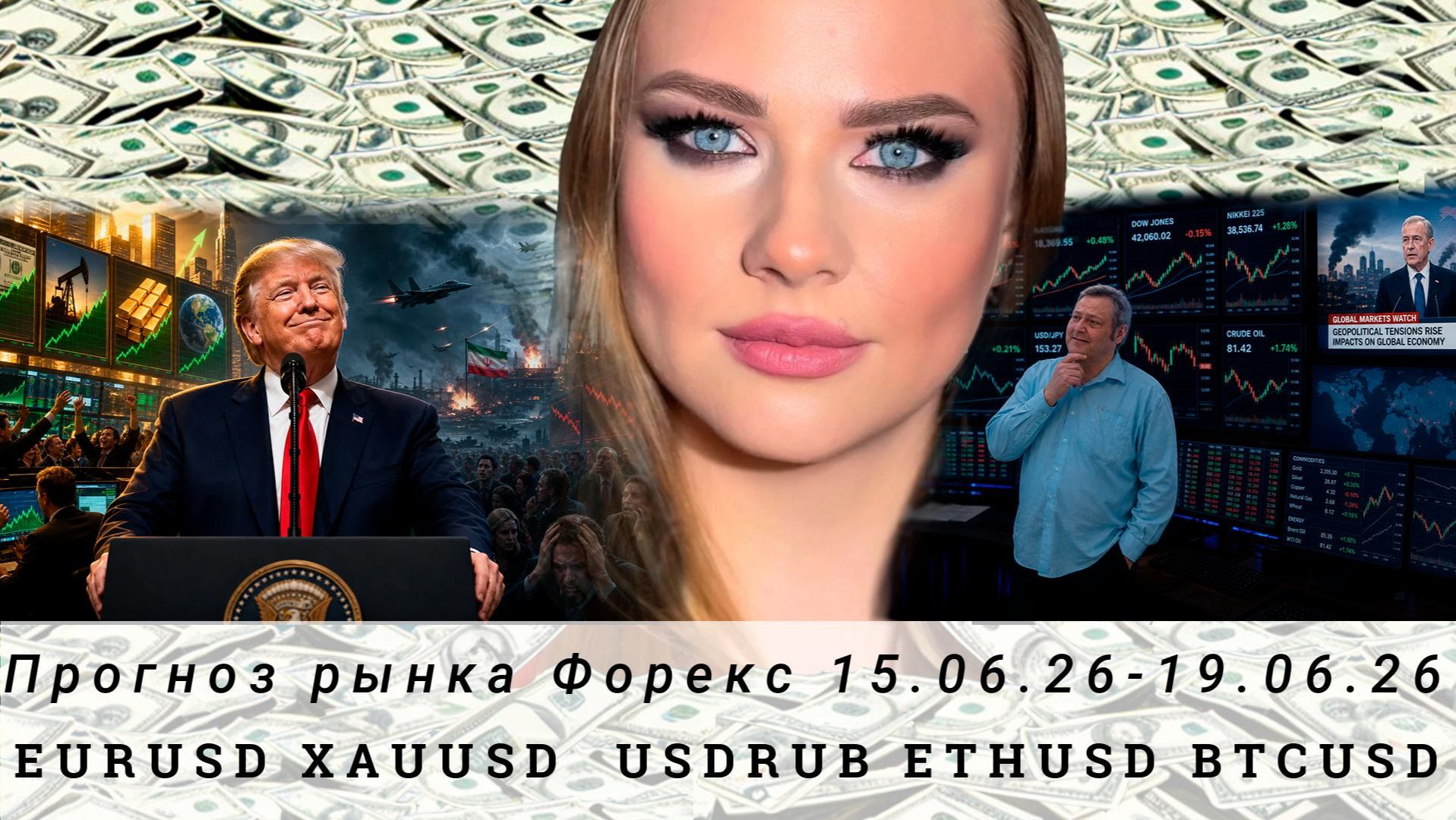 Прогноз Forex 15.06.26-19.06.26 #EURUSD, #XAUUSD, #USDRUB, #ETHUSD, #BTCUSD. Трейдинг с нуля.