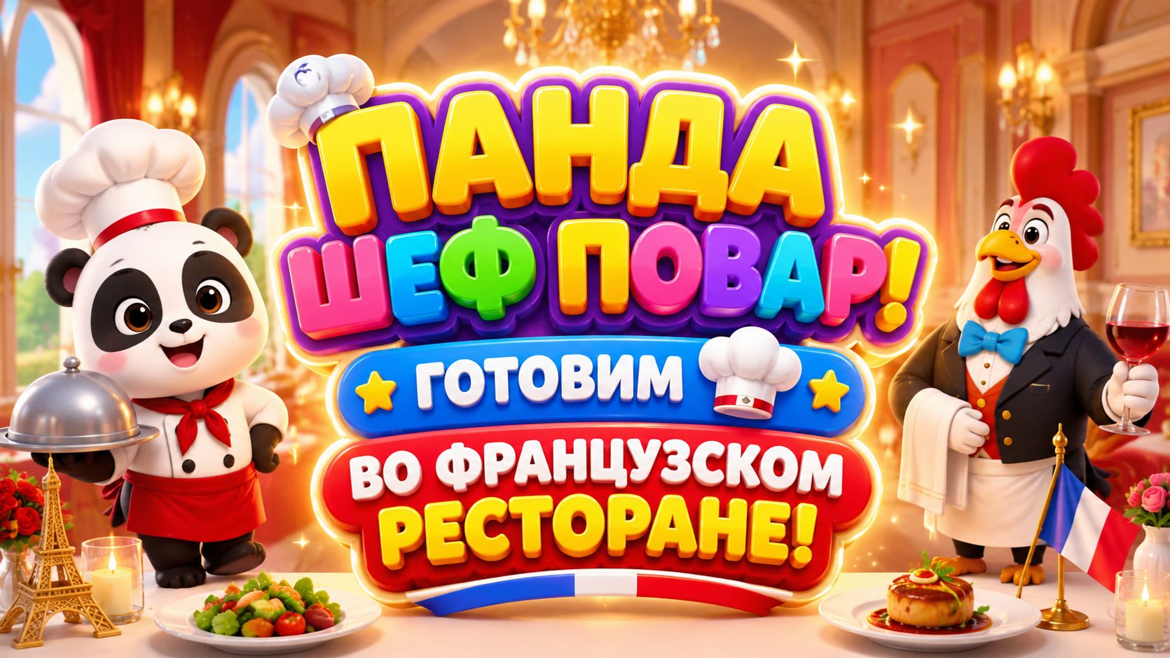 👨🍳 Панда  Шеф-повар Готовим во французском ресторане с Пандой🍷 Развивающий мультфильм для детей