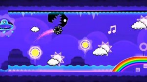 Geometry Dash breeze over the clouds on the first atempts for all three coins