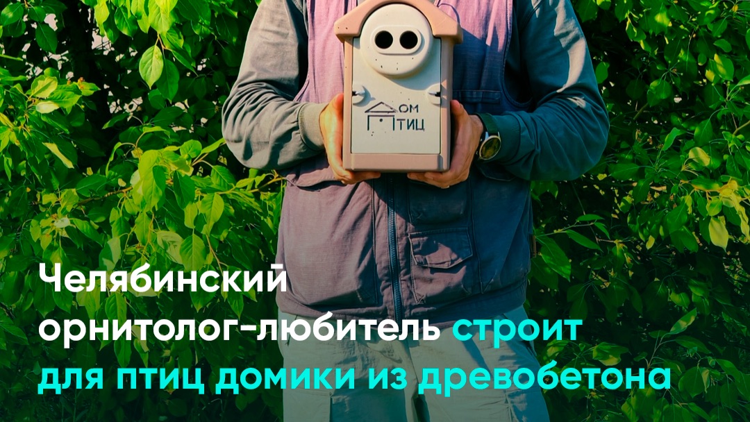 Челябинский орнитолог-любитель строит для птиц домики из древобетона