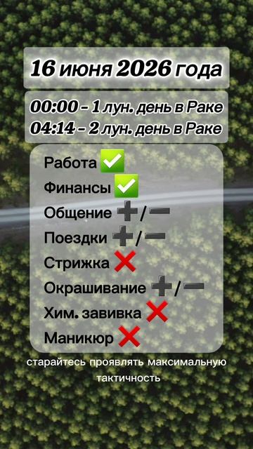 Гороскоп 16 июня 2026 года, лунный день