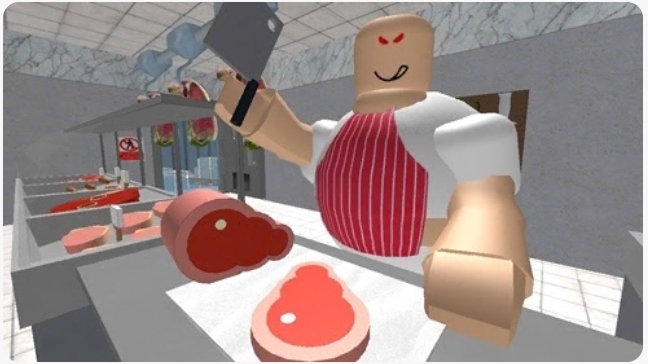 играю Роблокс побег из магазина мясников!