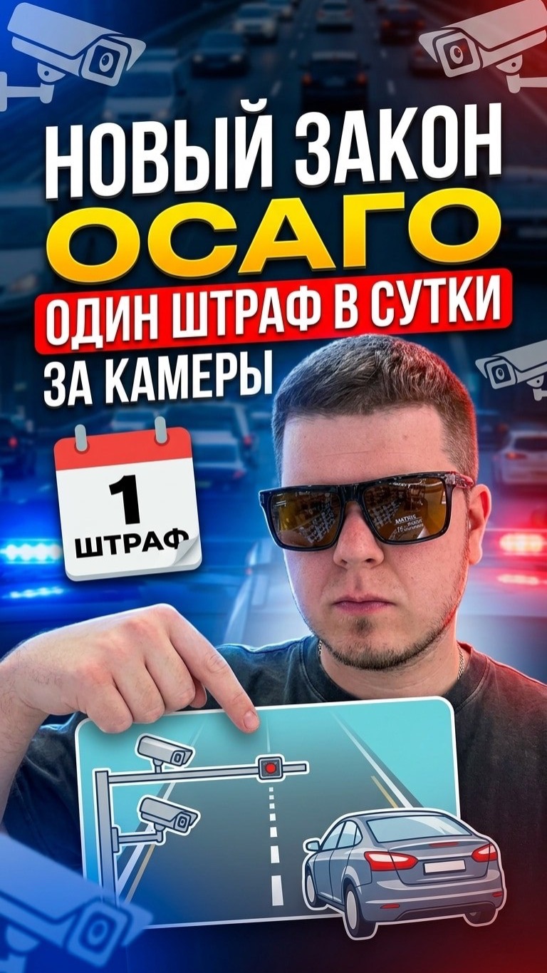 Новый закон об ОСАГО: один штраф в сутки за камеры