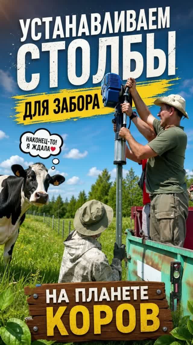 Устанавливаем столбы для забора на Планете коров