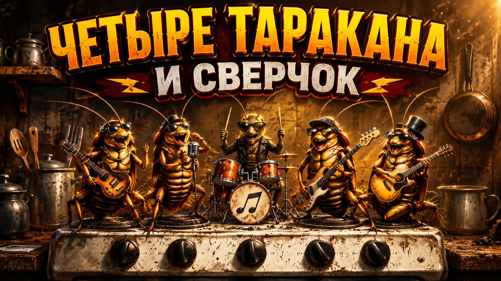 Четыре таракана и сверчок (Ai cover) - Музыкальный Мини-Клип