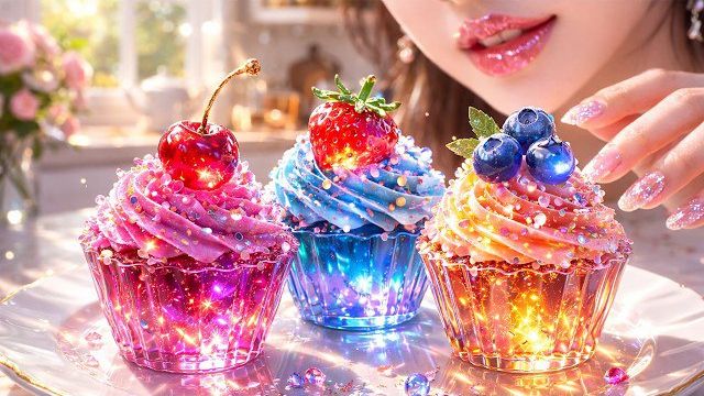 ГОТОВИМ КАПКЕЙКИ ИЗ СТЕКЛЯННЫХ ИНГРЕДИЕНТОВ (ЗАЛИПАТЕЛЬНЫЙ АСМР) ✨🧁