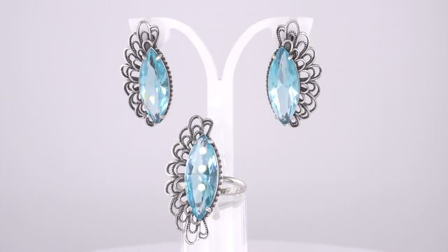 Комплект: Серьги арт.33617310-3 и Кольцо арт.23617310-3