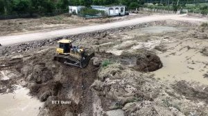 PowerFull By Bulldozer SHANTUI DH17C2 Pushes Large Trees Cleans Garbage Dumps Filling Land Building
