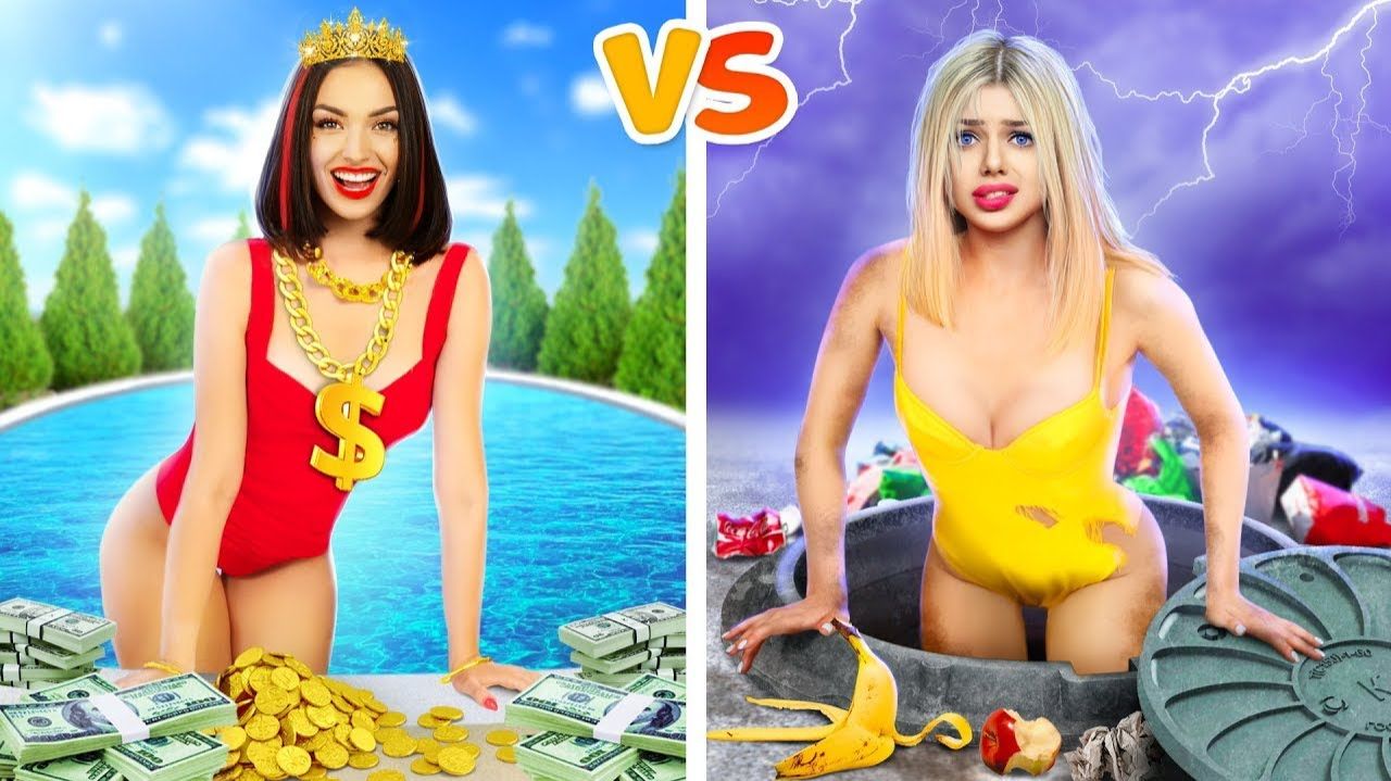 БОГАТАЯ VS БЕДНАЯ ДЕВУШКА # Типы богатых и бедных школьников и забавные ситуации от RATATA смотреть онлайн