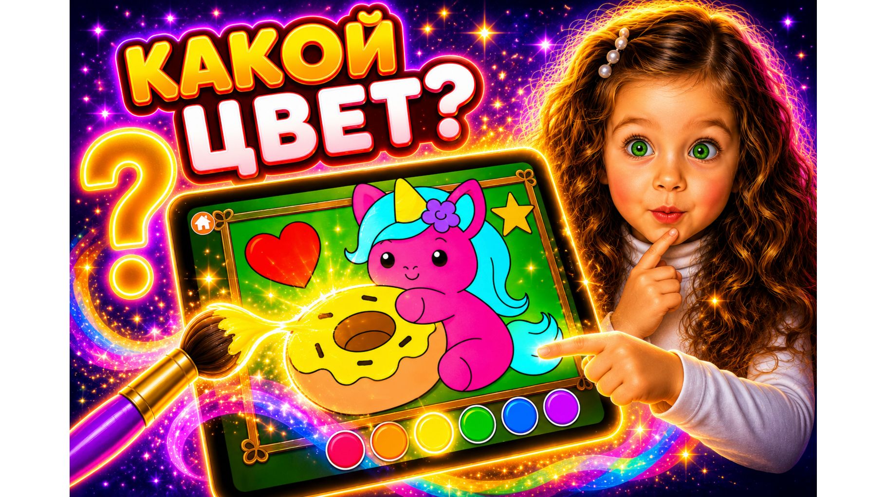 😲 УГАДАЙ ЦВЕТ! 🎨 Теона играет на планшете