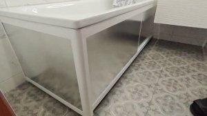 Г-образный экран под стальную ванну Circle Silver раздвижной на заказ с двумя дверьми 1600 мм