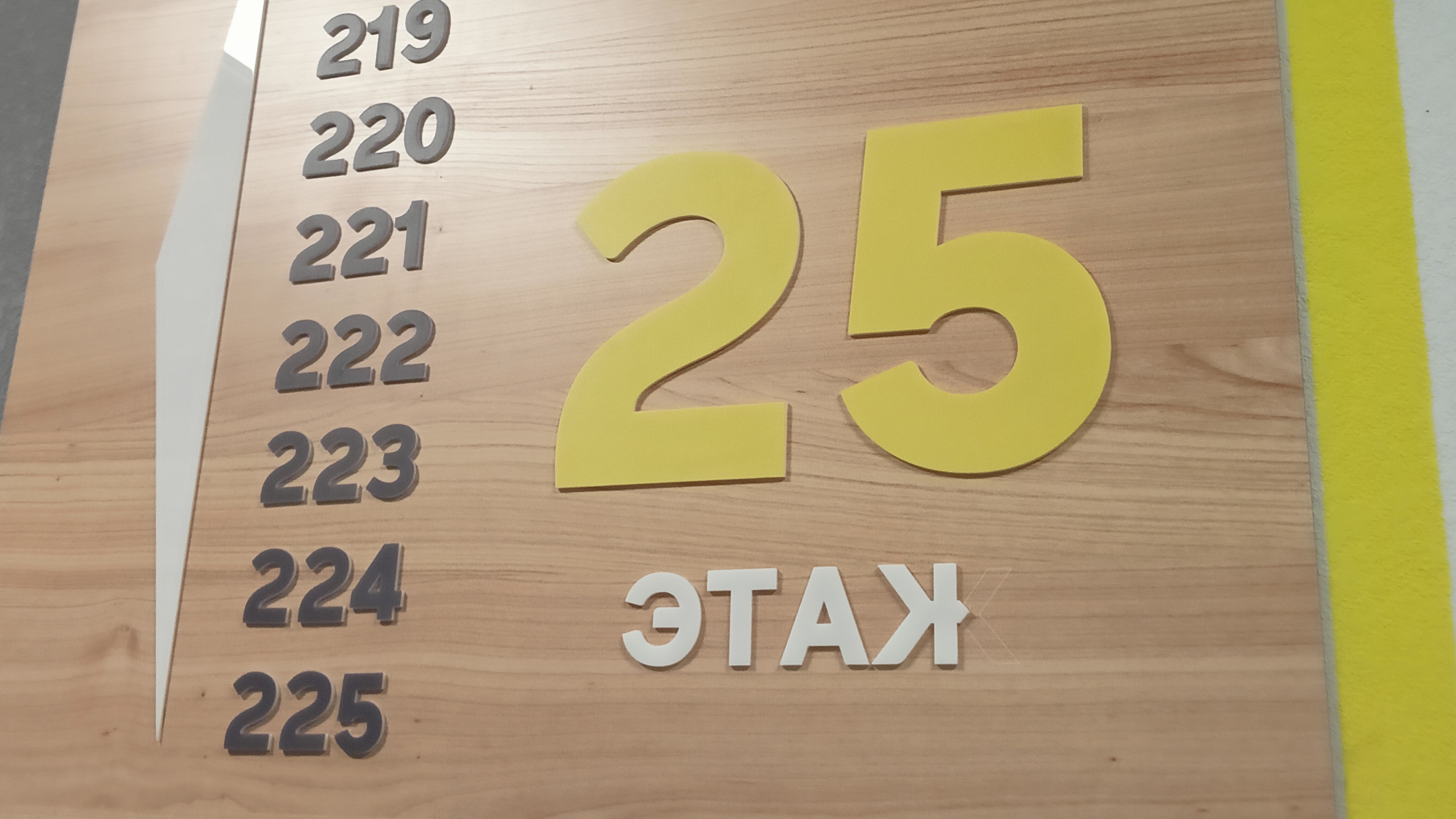 Поднимаемся на 25 этаж пешком.
