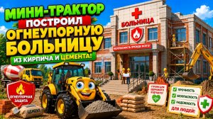 Мультфильм:  мини-трактор построил огнеупорную больницу из кирпича и цемента!🚜🏥