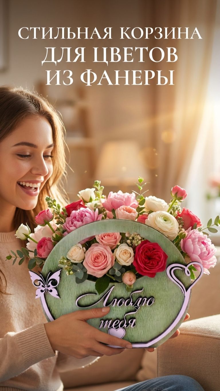 ✨ Стильная корзина для цветов из фанеры ✨