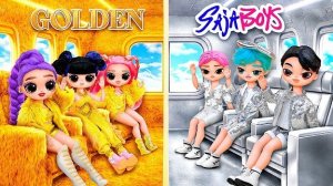 K-Pop Охотницы на Демонов в золотом пушистом и серебряном самолёте! 10 поделок для кукол L.O.L.
