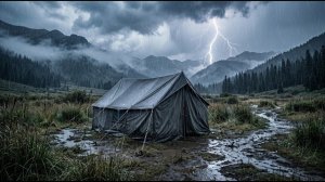 Одиночный поход во время опасного муссонного шторма. Всю ночь шел сильный дождь и гремел гром
