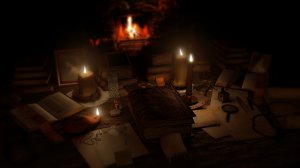 Рабочий стол. Table. old books scene. Cinema4D