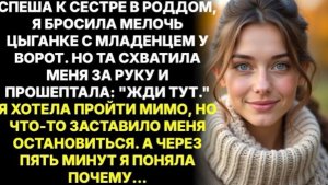 Стой, прошептала цыганка,у роддома.Я хотела вырваться,но тут боковая дверь открылась и я всё поняла!