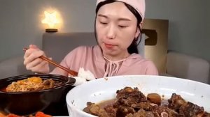Мукбанг мясо на рёбрах Еда на камеру🍣 большой сет