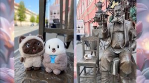 Котёнок Сиам и выдра Ярда в гостях у купца с самоваром на улице Кожевенной в Нижнем Новгороде
