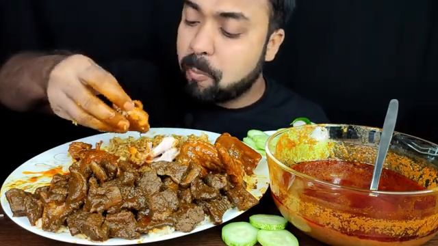 SPICY MUTTON BOTI CURRY, CHILI, CHICKEN LEG PIECE CURRY, RICE MUKBANG ASMR EATIN