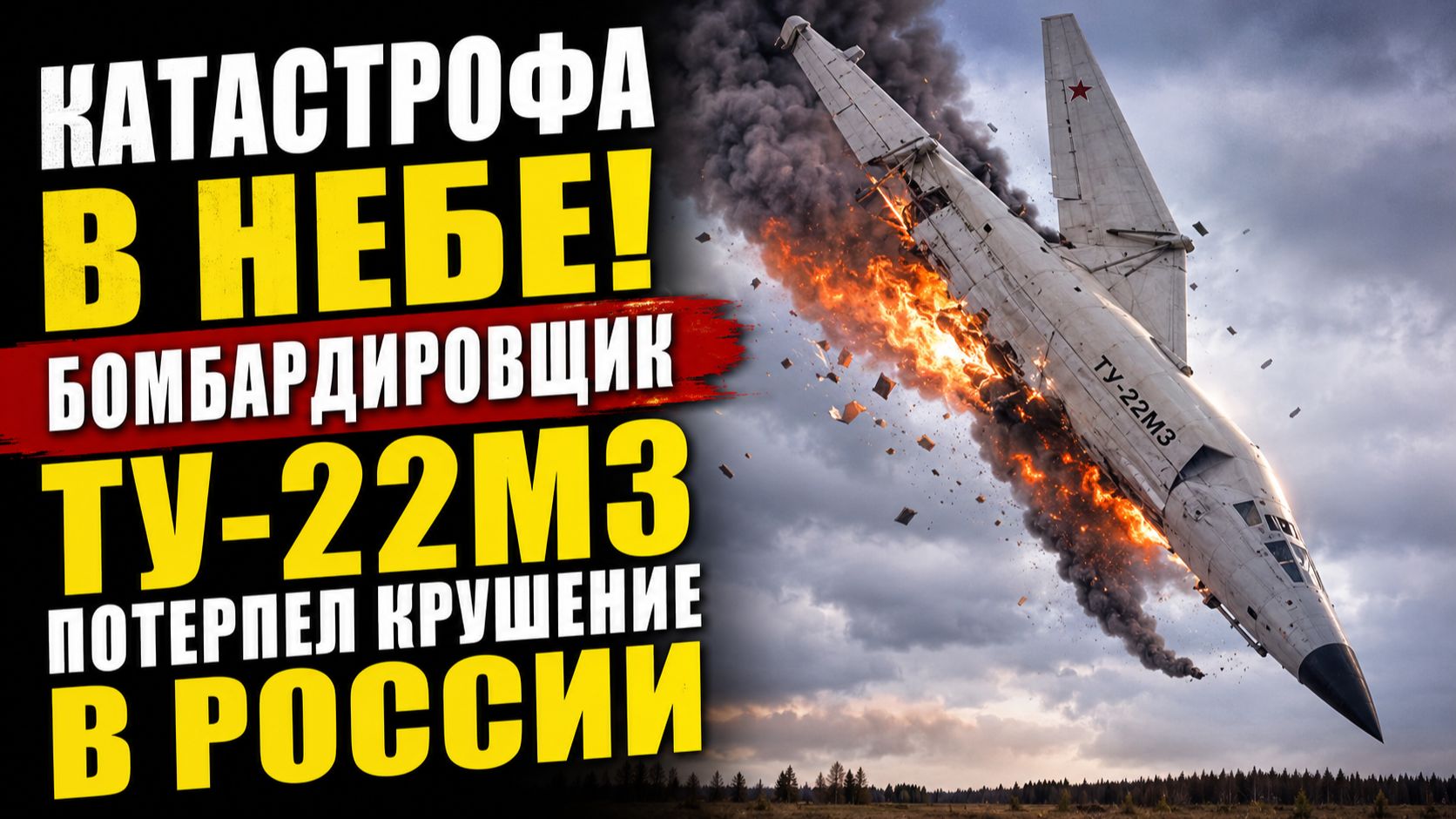 🔴Катастрофа в небе! Бомбардировщик Ту-22М3 потерпел крушение в России. смотреть онлайн