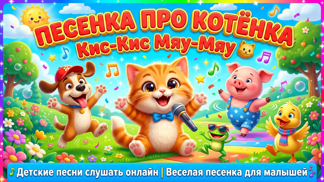 Песенка про Котёнка Кис-кис! Мяу-мяу! 🐱| Детские песенки для детей | Детские песенки для малышей