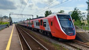 ЭС104 034 «Финист» маршрут Ораниенбаум Санкт-Петербург на перегоне Стрельна - Лигово. Пл. Сергиево.