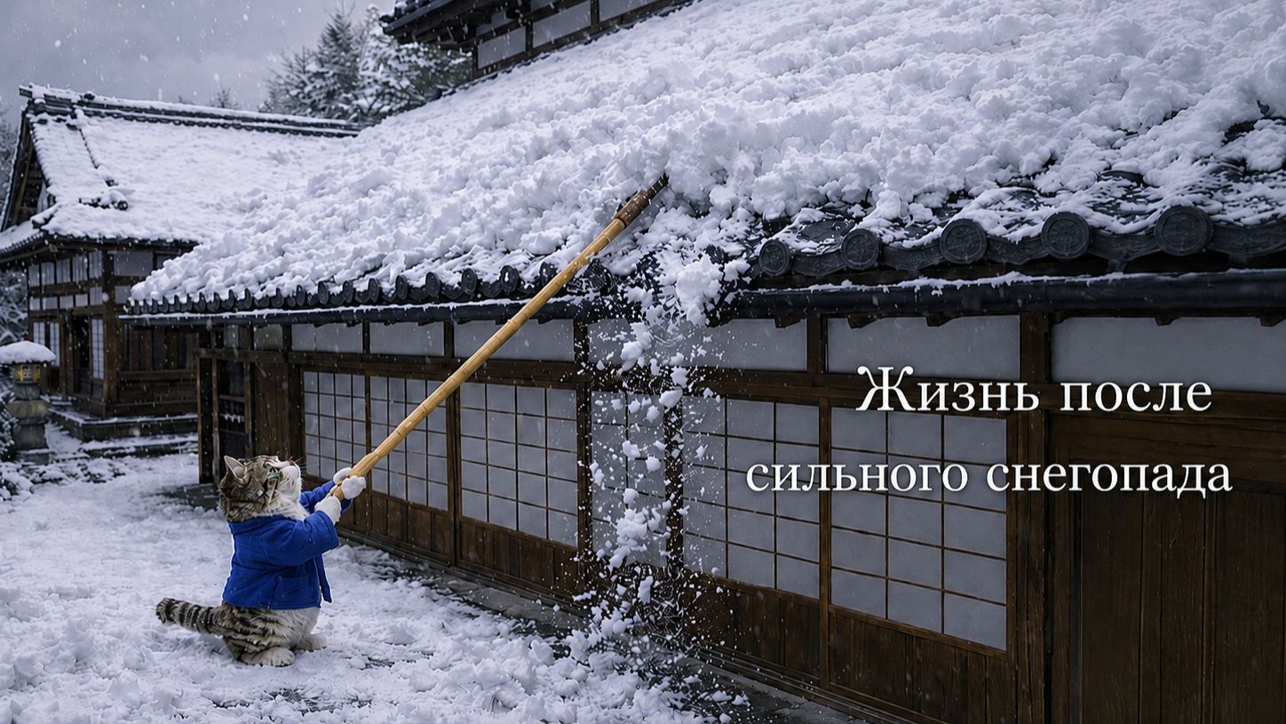 День большого снега. Жизнь кота Маты в снежной стране — ваби, саби и кот. Смешные кошки. Фильм смотреть онлайн