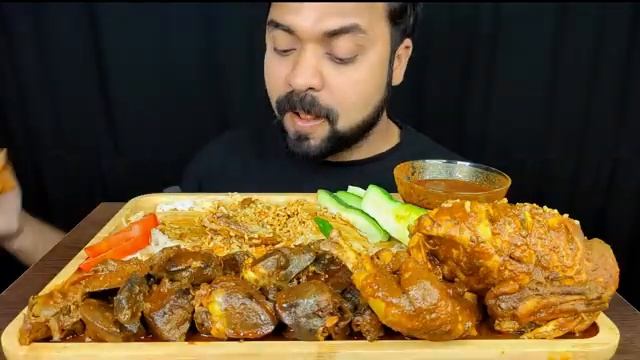 SPICY MUTTON LIVER CURRY, CHILI, WHOLE CHICKEN CURRY, RICE MUKBANG ASMR EATING S