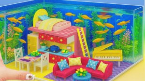 Сделайте милый домик-аквариум из бумаги и картона 🐟💖 #Миниатюра своими руками