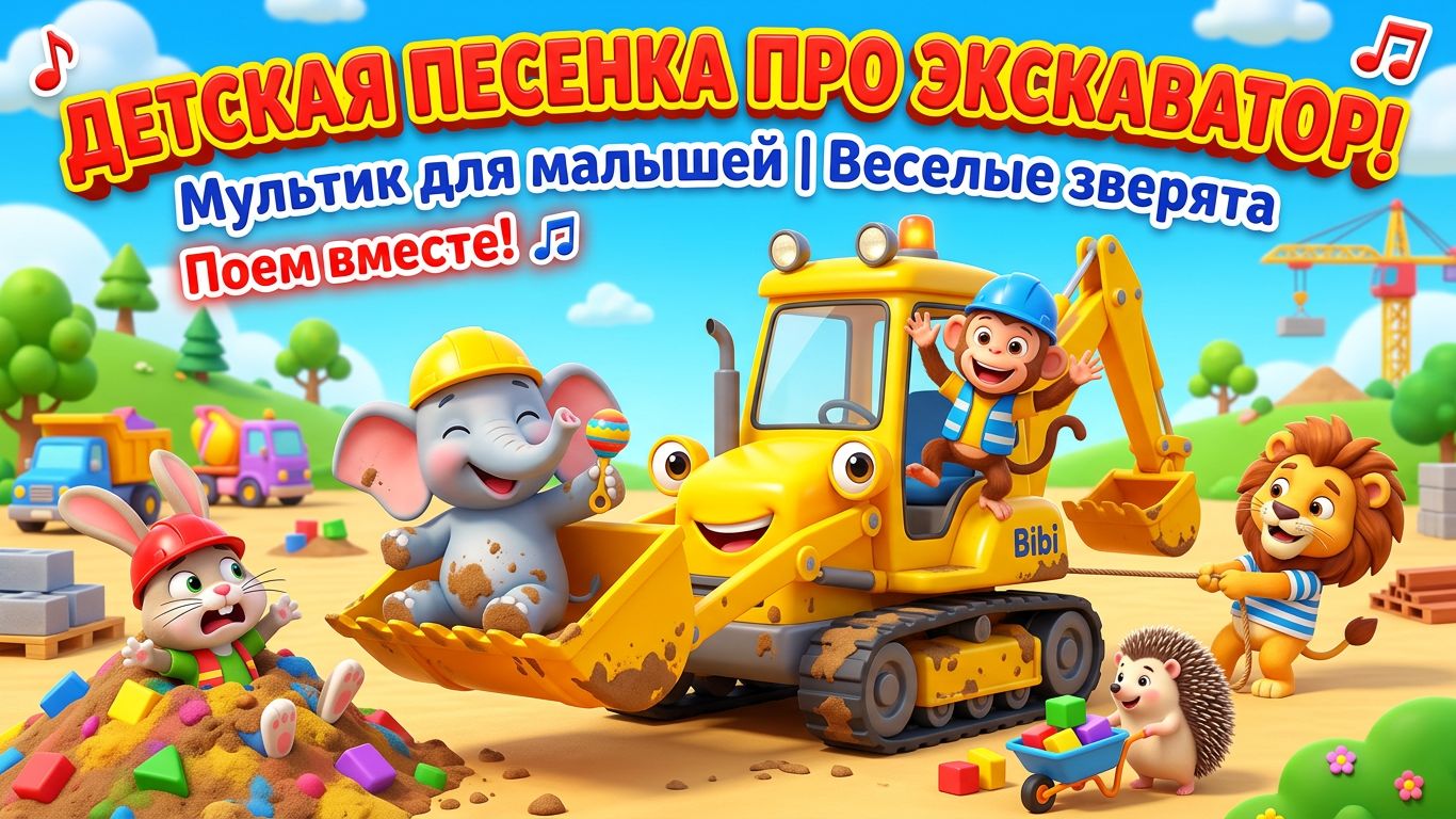 Детская песенка про Экскаватор| Детские песенки | Мультик про экскаватор |Песенки для малышей