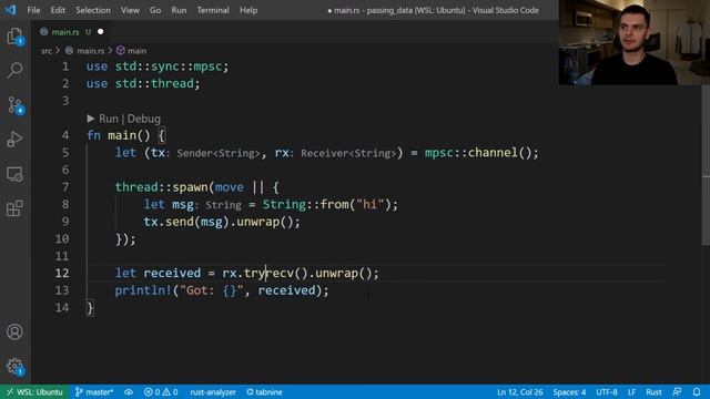 Concurrency In Rust - Message Passing [FE1BkKqYCGU]