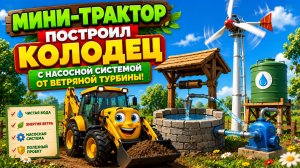 Мультфильм: мини-трактор построил колодец с насосной системой от ветряной турбины