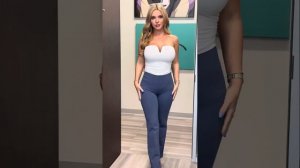 Marie Walks _ Modeling White Top And Blue Pants  🤓