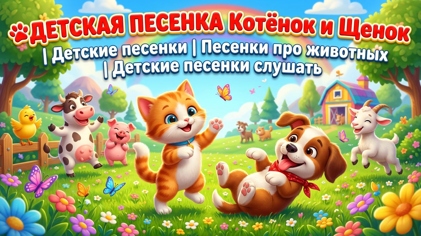 🐾Детская Песенка Котёнок и Щенок | Детские песенки | Песенки про животных |Детские песенки слушать
