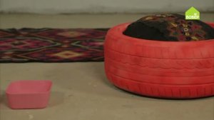 Лежанка для собаки из старой автомобильной покрышки