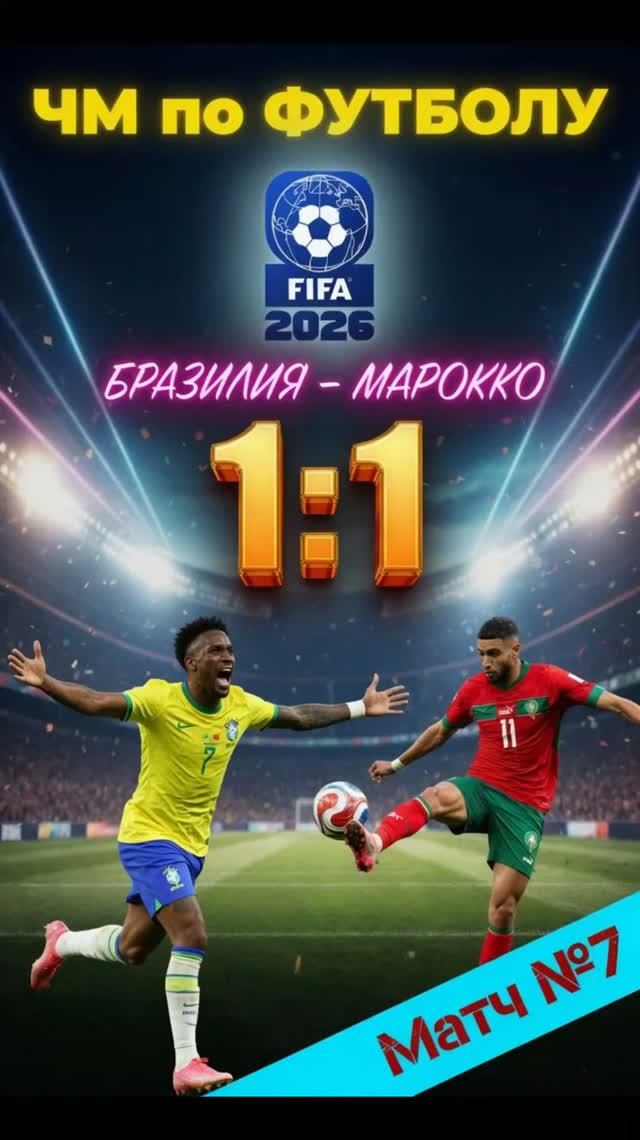 БРАЗИЛИЯ — МАРОККО 1:1 | #футбол, #sport, #спорт