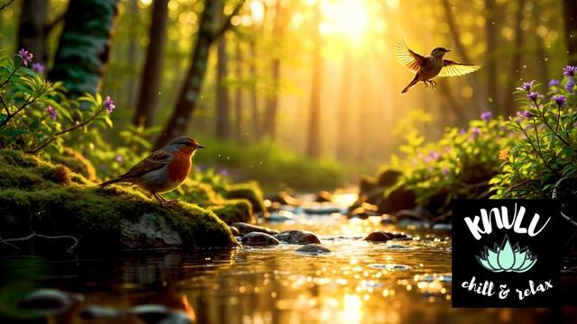 🌿🐦УСПОКАИВАЮЩАЯ МУЗЫКА ДЛЯ ОТДЫХА. ПЕНИЕ ПТИЦ У РУЧЬЯ, ЗВУКИ ФЛЕЙТЫ И МЕДИТАТИВНЫЙ КОЛОКОЛ.🧘