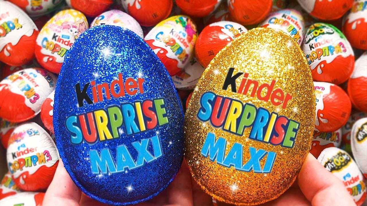 НОВИНКА! 500 блесток Kinder Joy MAXI открывают ASMR - набор игрушек из яиц с сюрпризом Kinder