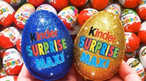 НОВИНКА! 500 блесток Kinder Joy MAXI открывают ASMR - набор игрушек из яиц с сюрпризом Kinder