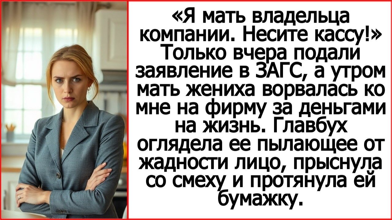 Только вчера подали заявление в ЗАГС, а утром его мать пришла ко мне на фирму за....