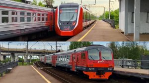 ЭС104 038 «Финист» и ЭД4М 0129 встретились на перегоне Броневая - Лигово. Платформа Дачное