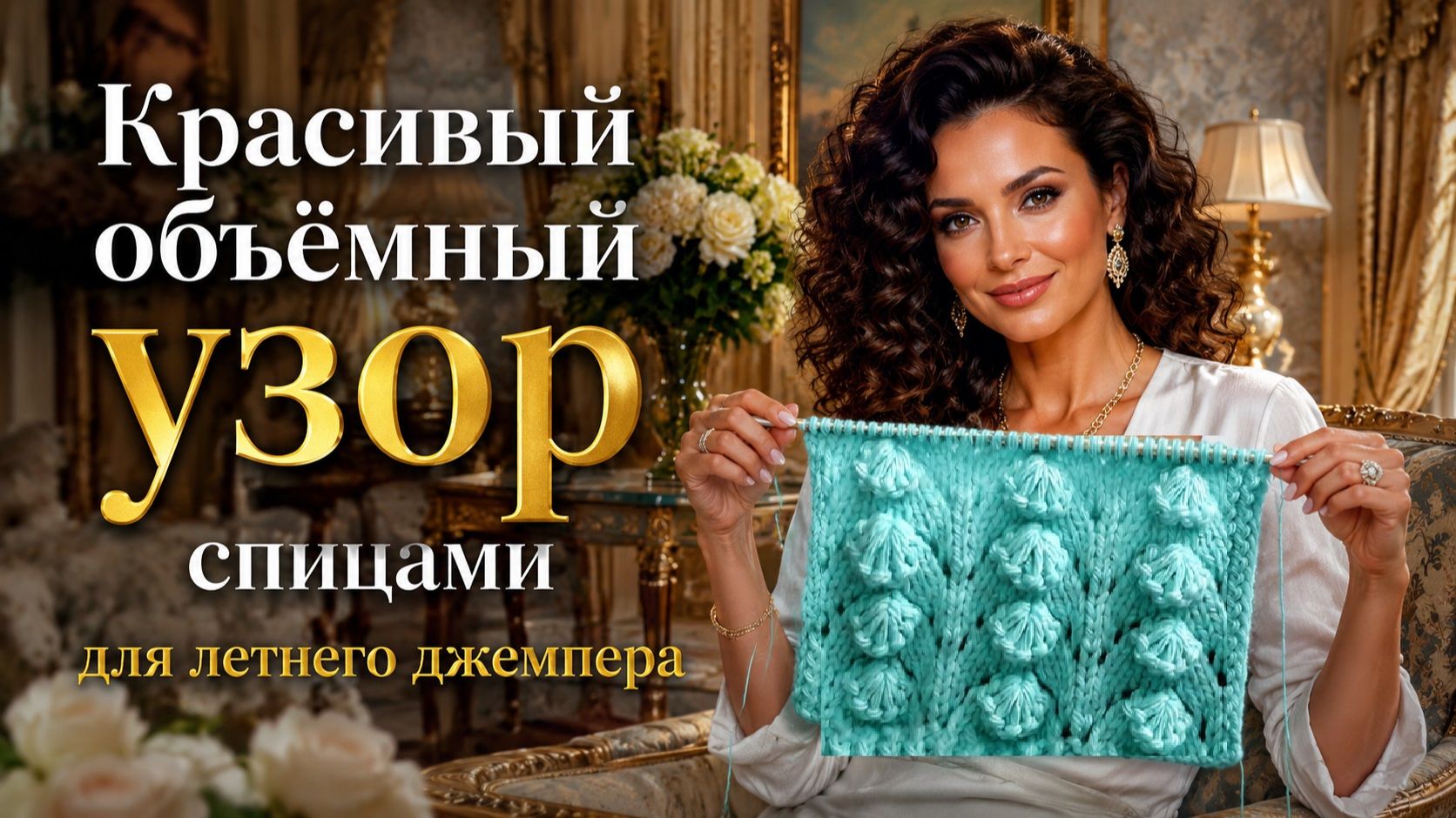 Красивый объёмный узор спицами для кардигана, джемпера смотреть онлайн