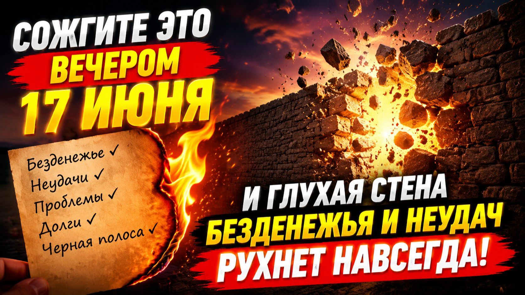 Сожгите это вечером 17 июня и стена безденежья и неудач рухнет. смотреть онлайн