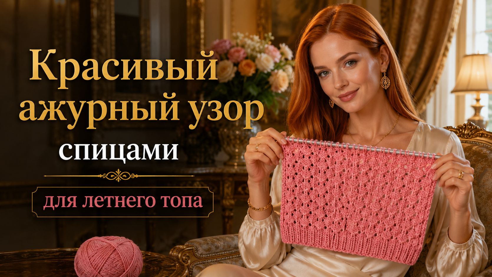 Красивый ажурный узор спицами для летнего топа смотреть онлайн